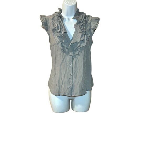 Antilia Femme Tops - Antilia Femme Gray Ruffle Blouse